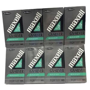 Maxell GX-Silver T-120 8 Pack High Quality 6 Hour VHS Tapes‎ BRAND NEW SEALED